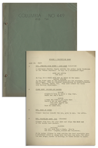 Moe Howard's 30pp. Script Dated February 1939 for The Three Stooges Film ''Oily to Bed, Oily to Rise'' -- Very Good Plus Condition